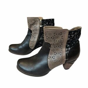 L’Artiste Spring Step Belle Black Taupe Floral Perforated Ankle Boot Leather 40